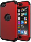 SLMY iPod Touch 5 Case,iPod Touch 6 Case,Lovely Elephant Heavy Duty High Impact Armor Case Cover Protective Case for Apple iPod Touch 5 6th Generation Red/Black