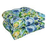 Blazing Needles Outdoor Rounded Back Chair Cushion, 19" x 19", Lesandra Sunblue 2 Count