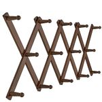 SKOLOO Accordion Wall Hanger, Expandable Coat Rack Wall Mounted, Solid Wooden Wall Hat Rack, 14 Peg, Walnut