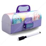 MANAKI ENTERPRISE Plastic Kids Pen & Pencil Box | Suitcase Style Password Lock Pencil Case, Multi-Layer Pencil Box For Kids,Boys,Girls,Stationary Organizer Case For Kids (Dinosaur-Purple)