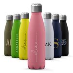 Tirita Personalised Water Bottle - Thermal Travel Flask for Hot & Cold Drinks - Insulated Stainless Steel Bottle - Gym, Office, School Drink Bottles - 500ml water bottle [10- Name Cursive White]