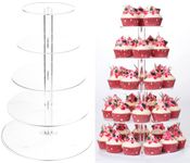 5 Tier Round Large Acrylic Cake Stand, Clear Glass Dessert Stand, Pastry Tray, Pastry Tower Suitable for Weddings, Birthdays, Bar Parties