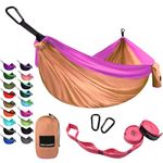 Gold Armour Camping Hammock - Portable Hammock Single Hammock Camping Accessories Gear for Outdoor Indoor Adult Kids, USA Based Brand (Peach & Pink)