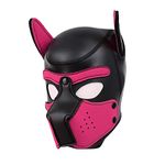 Handmade Full Dog Face Mask Cosplay, Halloween Costume Props, Creative Gothic Animal Head Mask,Rose red,Free Size