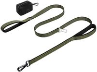 WINGOIN Dog Leash for Large Medium Dogs, Heavy Duty Dog Leashes with Double Handle, Poop Bag Holder, Metal Clip, Car Seat Belt Buckle, Reflective Tactical Pet Lead for Walking, Training (Green, 6FT)