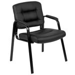 Flash Fundamentals Black LeatherSoft Executive Reception Chair with Black Metal Frame