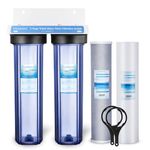 Geekpure 2 Stage Whole House Water Filter System with 20 Inch Clear Housing - 4.5"x 20" PP + Carbon