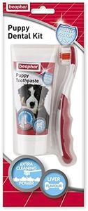 Beaphar | Toothbrush & Toothpaste Dental Care Kit for Puppies | Includes a Small-Headed Toothbrush and Liver-Flavoured Enzymatic Toothpaste, 50g Tube
