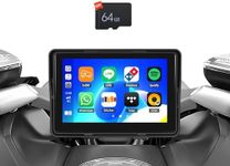 OiLiehu Motorcycle GPS Wireless Portable CarPlay & Android Auto Car Stereo, 5 inch IP68 Waterproof Touchscreen Motorcycle Display with Mirror Link AirPlay Bluetooth EQ + 64G TF Card