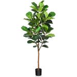 Kazeila Artificial Fiddle Leaf Fig Tree 180cm Large Artificial Plants Indoors Fake Ficus Lyrata Tree with Natural Wood Trunk for Home Office Decor,1Pcs