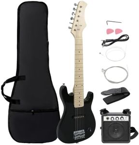 Smartxchoices 30 Inch Electric Guitar, Starter Kit for Kids with 5W Amplifier,Picks, Gig Bag, Shoulder Strap, Cable & Accessory Kit,Solid Wood Body, Black