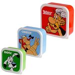 Puckator Asterix Set of 3 Lunch Box Snack Pots M/L/XL - Lunchbox with Multi Compartments - Small Food Containers - Lunchbox for Adults and Kids - Girls Boys Lunchbox - Snack Storage