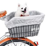 ANZOME Dog Bike Basket Liner, Warm and Soft Small Pets Bike Basket Cover with Durable Canvas Outside,Easy to Install Comfort Padded Bike Basket Liner for Dog Carrier(Basket Not Included)-Grey