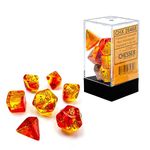 Chessex Gemini Translucent Dice Set 7 Polyhedral Dice Red and Yellow with Gold, CHX26468