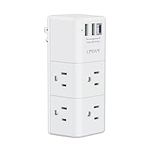 USB Outlet Extender Surge Protector - QINLIANF 3-Sided Multi Plug Outlet with 6 AC Spaced Outlet Splitter and 3 USB Ports with Rotating Plug,Power Strip Spaced Plug Expander for Travel,Home,Office,ETL