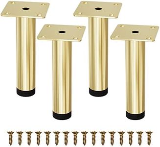 M MIMHOOY Furniture Legs 4 inches, Legs for Furniture Modern Metal Legs Furniture Feet Replacement Leg Set of 4 (Gold)