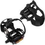 Bucklos Bike Pedals with Toe Cages and Straps - Bicycle Toe Clips Cage Compatible with Road Bike/Peloton/Mountian Bikes/MTB - Toe Clip Pedal for Wide Shoes Indoor Outdoor Cycling