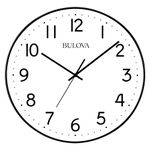 Bulova Office Mate Wall Clock, 16", Black and White