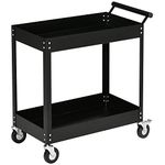 DURHAND 2 Tier Rolling Tool Cart with Wheels, Steel Mobile Service Utility Cart for Garage, Mechanics and Warehouse, 330lbs Capacity, Black