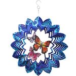 Butterfly Wind Spinners Outdoor Metal,Kinetic Blue Hanging Spinner Indoor Decor,3D Wind Spinner Porch Ornament Art,12 Inch Craft Spinner for Yard Garden Gifts,Wind Catchers & Spinners Home Decorations