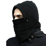 Gajraj Unisex Fleece Thick Winter Warm Full Face Cover Winter Cap/Monkey Cap/Balaclava Cap (Black)