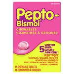 Pepto Bismol Chewables, Upset Stomach Relief, Diarrhea Relief, Heartburn, Nausea, Indigestion, Upset Stomach, Original Flavour, 48 Count