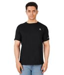 ZyKE Men's Active Tee - Polyester Slim Fit T-Shirts with Anti-Bacterial Finish, Moisture Management and Breathability (Medium, Black)