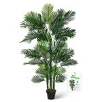 Aveyas 6ft Artificial Golden Cane Palm Tree for Home Decor, 6 Feet Big Faux Plant Fake Silk Tropical Kentia Areca Trees with Pot for Indoor Outdoor Interior House Living Room (6 ft Tall)