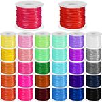 32 Rolls Lanyard String Plastic Lacing Cord Gimp Boondoggle String Lanyard Kit for Kids Keychain Bracelets Jewelry Making DIY Craft 0.1 Inch Wide 65.6 Feet Long 32 Colors