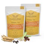 TeaNOURISH Turmeric Ashwagandha Herbal Tea | CAFFEINE-FREE | Indian Superfoods Blended with Black Pepper & Licorice | Supports Immunity | 100% NATURAL INGREDIENTS - 100 g (Pack of 2)