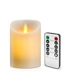 Lerelin Battery Candles, LED Candles Battery Operated with Timer, Pillar Flickering Flameless Candles with Remote Control for Household, Halloween, Christmas Gifts (7.5 x 10cm)