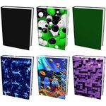 Easy Apply, Reusable Book Covers 6 Pk. Best Jumbo 9x11 Textbook Jacket for Back to School. Stretchable to Fit Most Medium Hardcover Books. Perfect Fun, Washable Designs for Girls, Boys, Kids and Teens