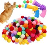 100 Pcs Interactive Cat Toy Set for Indoor Cats, Pom Pom Balls with 2 Cat Toy Ball Launcher Gun, Cat Toys Interactive for Indoor Silent Plush Elastic Cat Ball Toy(with six Bouncy Balls,Multicoloured)