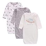 Miracle Baby Nightgown 3 Pack Baby Sleeper Gown Long Sleeve Baby Gown Knotted Newborn Nighties 0-6 Months