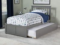 Atlantic Furniture Mission Bed with Footboard and Twin Extra Long Trundle, XL, Grey