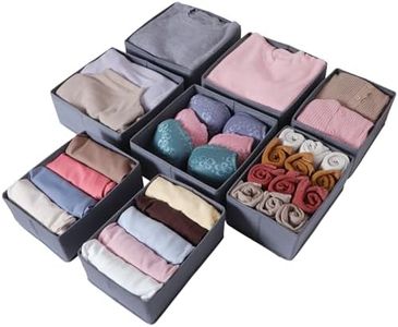 ORLISA Pax Organiser for IKEA Pax Wardrobe, Perfect Fit, Sturdy Base, Washable Drawer Organiser/Organiser System for Clothes, Foldable Fabric Storage Box, Cabinet for Baby Clothes, Set of 8
