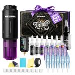 Neebol Tattoo Gun Kit for Beginners – Wireless Tattoo Gun with 1600mAh Battery, Tattoo Pen Machine, 10 Cartridge Needles, Black & Color Ink Set, Complete Tattoo Kit