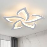 Dorlink Acrylic LED Ceiling Light, 60W 5400LM 3000K Warm White CRI80 Modern Flush Ceiling Light Fitting for Living Room Bedroom Dining Room, Wrought Iron, White 58x58cm