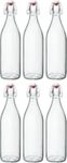 Bormioli glass bottles with cover 'Giara', 6 bottles, filling capacity 1000 ml, total height xx, perfect to add oils, to refine schnapps or to serve water, juices and wines