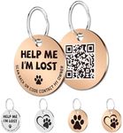 MYLUCKYTAG Stainless Steel QR Code Pet ID Tags Dog Tags - Pet Online Profile - Scan QR Receive Instant Pet Location Alert Email