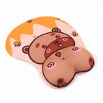 Ergonomic Mouse Pad with Gel Wrist Support 3D Funny Butt Anime Wrist Rest for Home & Office - Bear