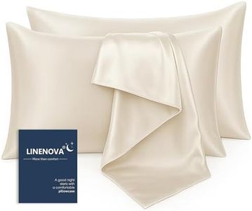LINENOVA Silky Satin Pillowcases Set of 2 – King Size 50x90cm, Frizz Control & Gentle on Skin, Silk-Like Feel with Envelope Closure – Gift Ready – Ivory