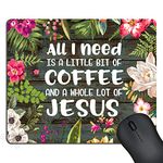 SSOIU All I Need Today is A Little Bit of Coffee and A Whole Lot of Jesus Quote Wood Rustic Mouse Pad,Christian Bible Verse Scripture Quote