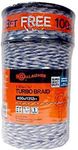 Gallagher Electric Fence Turbo Braid |Bonus Pack -1312 Ft Plus Free 328 Foot Roll |9 Mixed Metal Braided Strands for Reliable High Conductivity and Rust Resistance |7/64" Highly Visible Striped Braid