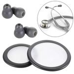 Stethoscope Bell Diaphragm Cover and Eartips Replacement Parts Compatible with Littmann Stethoscope Replacement Kit Fits Classic 3, Cardiology 3 & Cardiology 4 Stethoscope(grey)