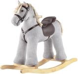 Rock My Baby Rocking Horse Gray, Ride on Pony with Horse Sound, Wooden Rocking Toy, Rocking Animals, for Boy and Girl Age 3 Years and up (Gray Pony for 36M+)
