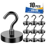 MIKEDE Black Magnetic Hooks, 80Lbs Heavy Duty Earth Magnets with Hooks for Cruise Cabin, Strong Cruise Magnet Hooks for Hanging, Super Metal Magnetic Hanger for Grill, Fridge, Kitchen - Pack of 10