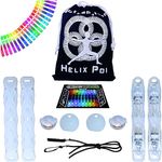 Helix Poi Dual Swivel Set - LED Poi for Raves and Concerts - LED Glowstick (Rainbow)