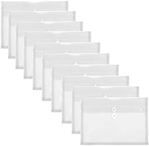 BAZIC Products Plastic Envelopes with String Closure, Clear Poly Envelopes with Side-Loading Design, Durable File Holders for Home, Office, or School, 10-Pack