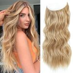 Natural Blonde Hair Extensions 12 Inch Hair Extension Invisible Wire Hair Extensions Synthetic Hair Pieces for Women Natural Wavy Hair Extension